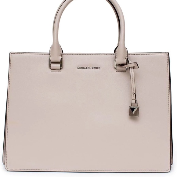 Michael Kors Women's Satchel Medium Sutton Gusset Cement Color Handbag Bag - Picture 3 of 10